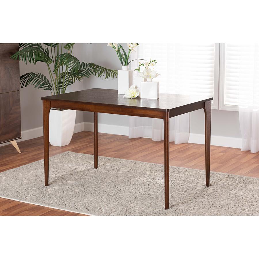 Baxton Studio Sherwin Mid-Century Modern Walnut Brown Finished Wood Dining Table. Picture 19
