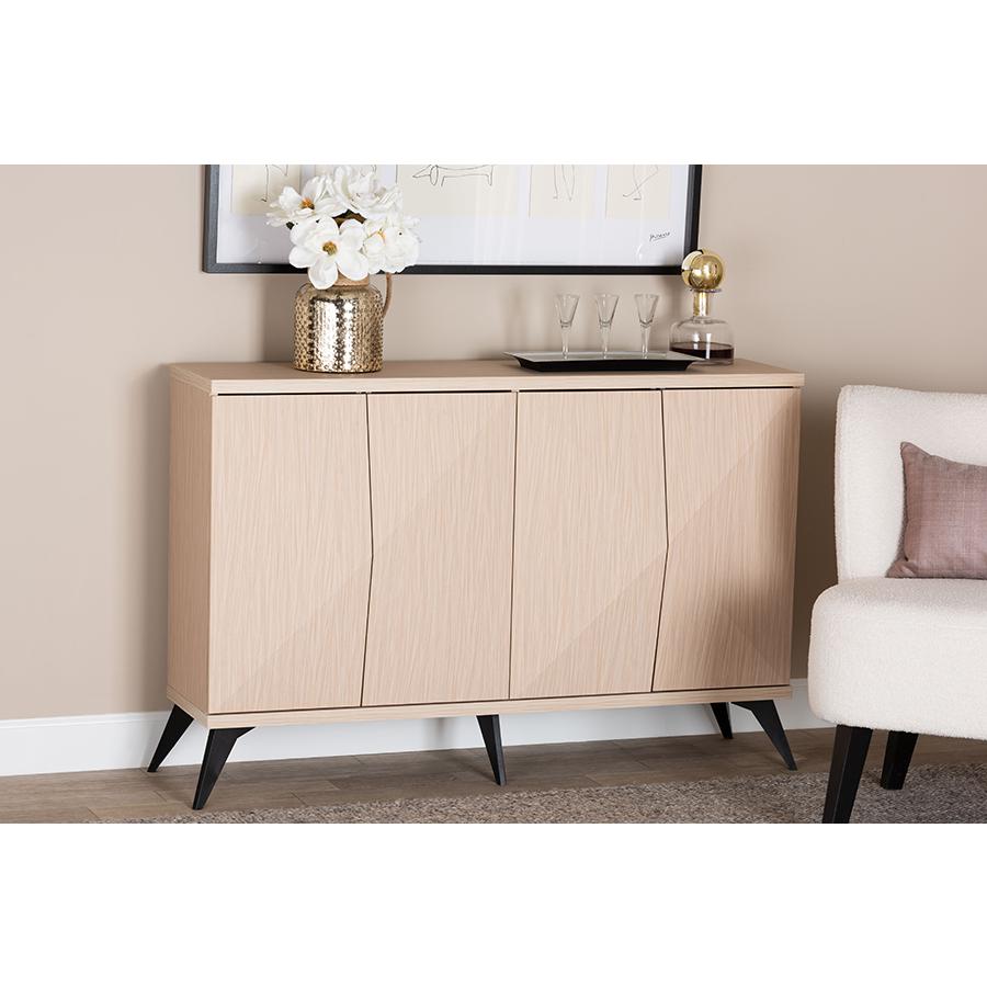 Modern Two-Tone Light Brown and Black Wood 4-Door Sideboard Buffet. Picture 19