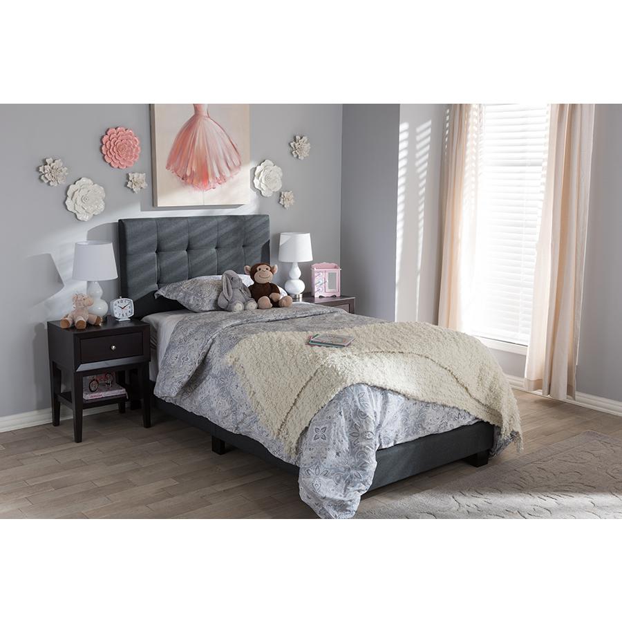 Brookfield Modern and Contemporary Charcoal Grey Fabric Twin Size Bed. Picture 17