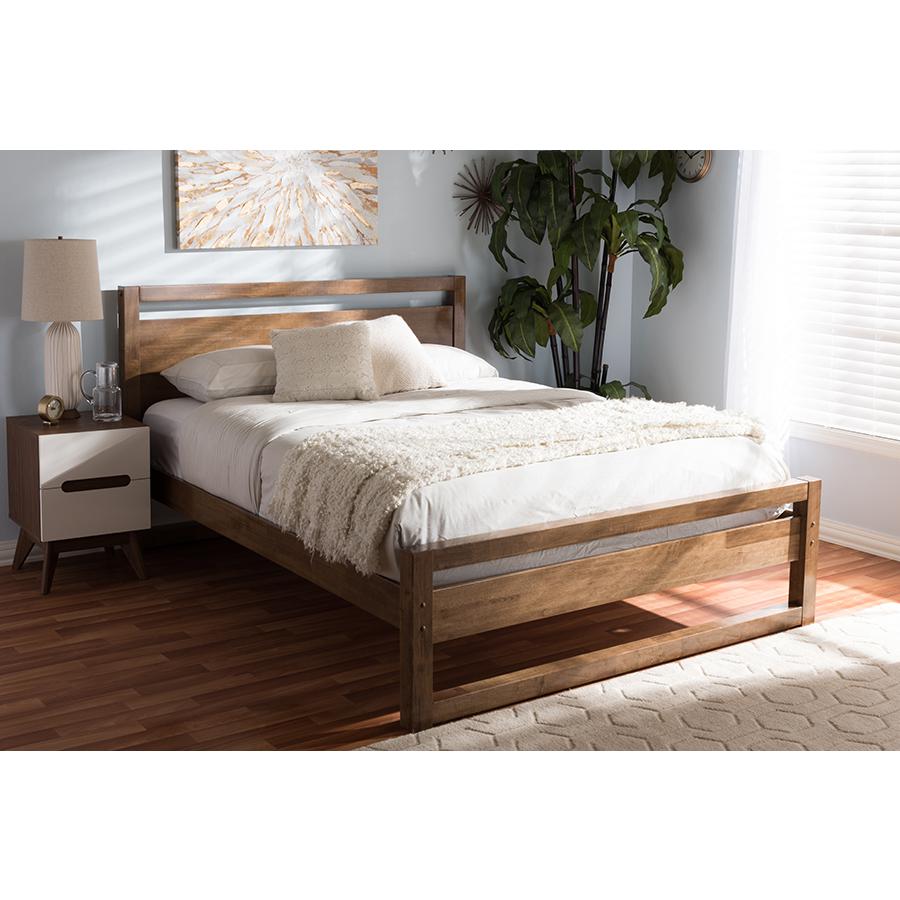 Solid Walnut Wood Open Frame Style King Size Platform Bed. Picture 17
