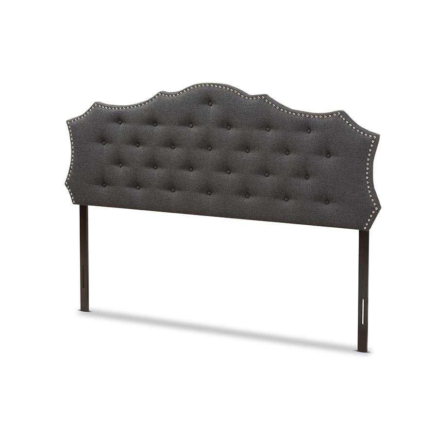 Aurora Modern and Contemporary Dark Grey Fabric King Size Headboard. Picture 1