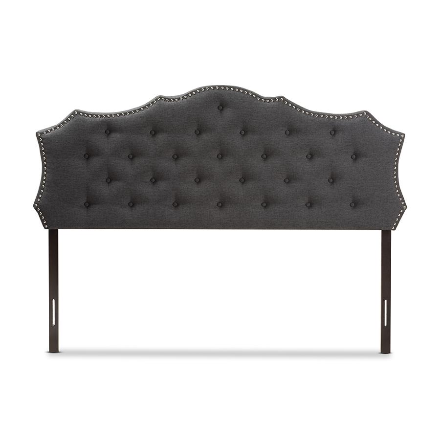 Aurora Modern and Contemporary Dark Grey Fabric King Size Headboard. Picture 2
