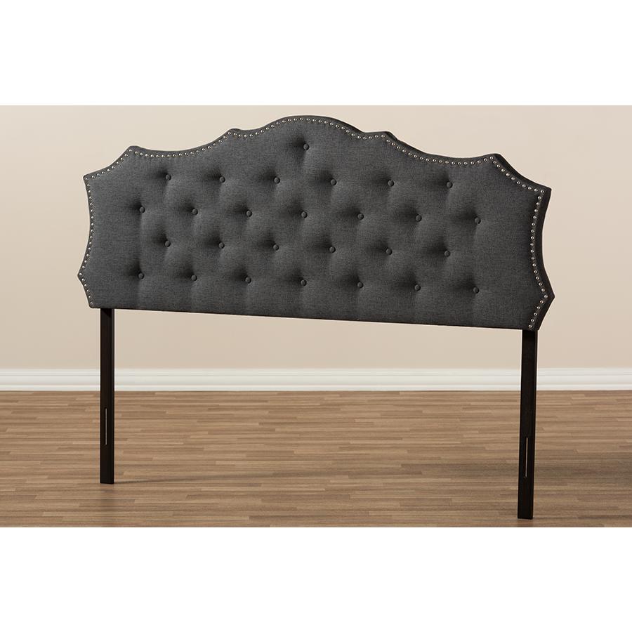 Aurora Modern and Contemporary Dark Grey Fabric King Size Headboard. Picture 5