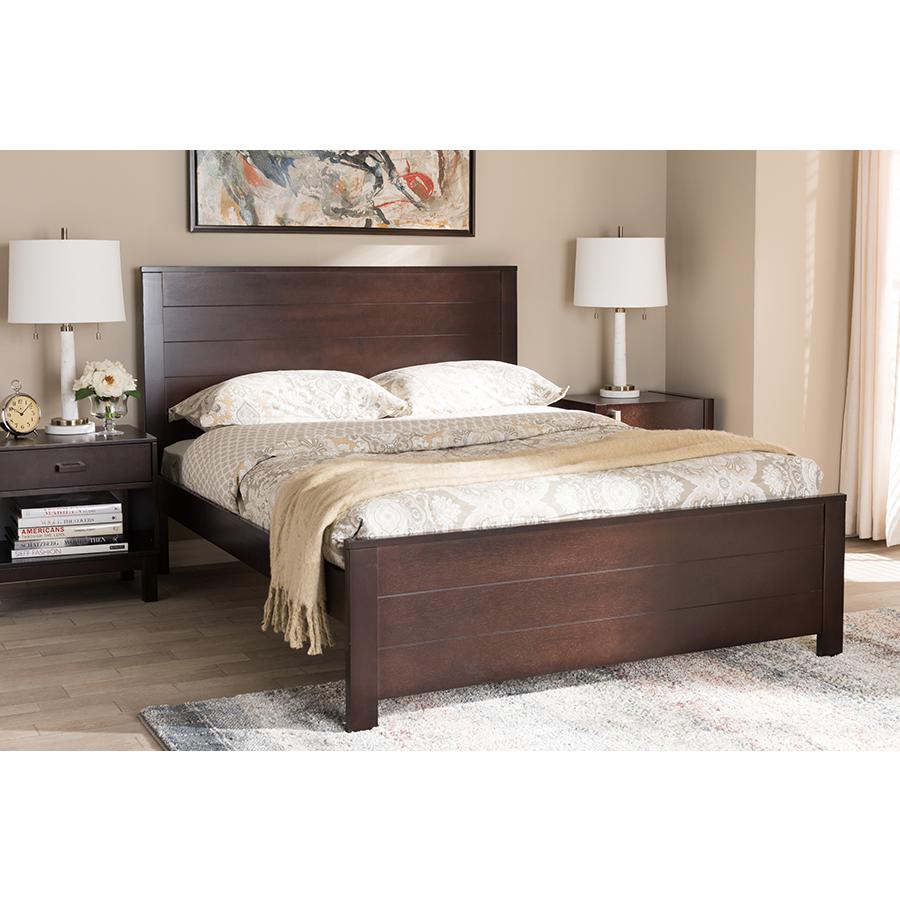 Catalina Modern Classic Mission Style Dark Brown-Finished Wood Full Platform Bed. Picture 17