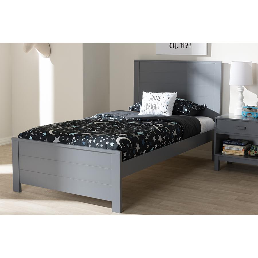 Catalina Modern Classic Mission Style Grey-Finished Wood Twin Platform Bed. Picture 17