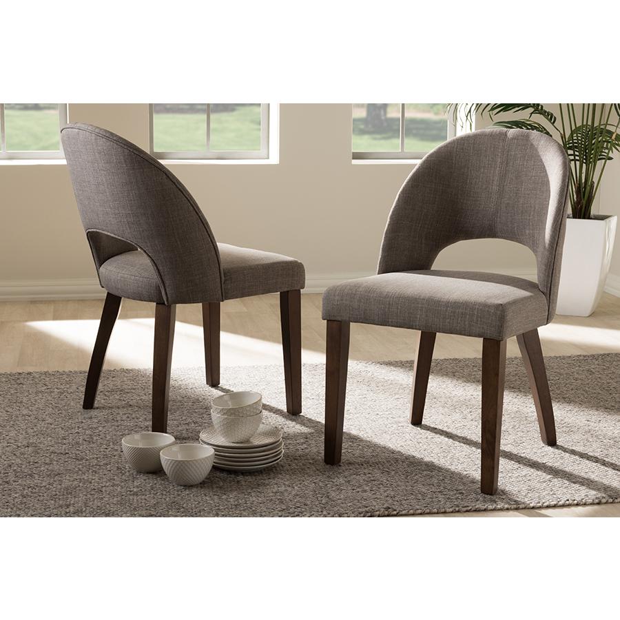 Light Grey Fabric Upholstered Walnut Finished Wood Dining Chair (Set of 2). Picture 17