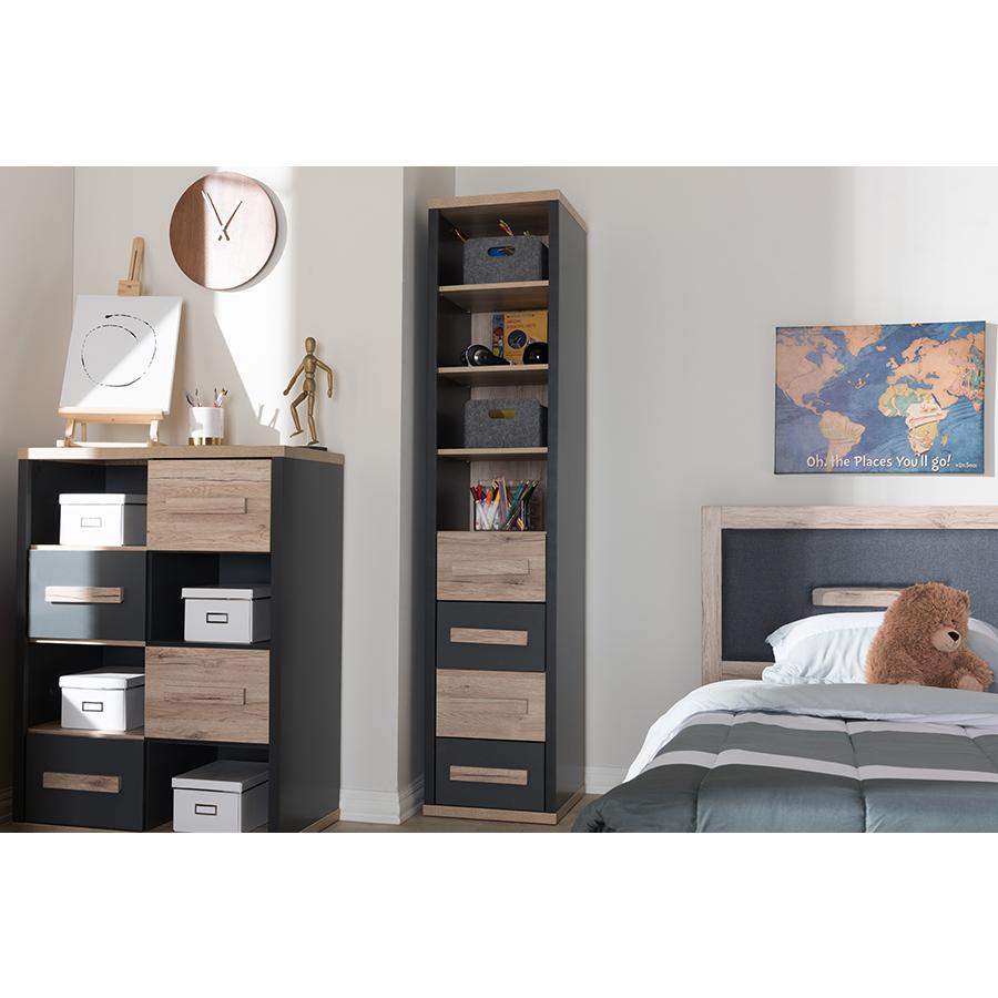 Dark Grey and Light Brown Two-Tone 4-Drawer Storage Cabinet. Picture 19