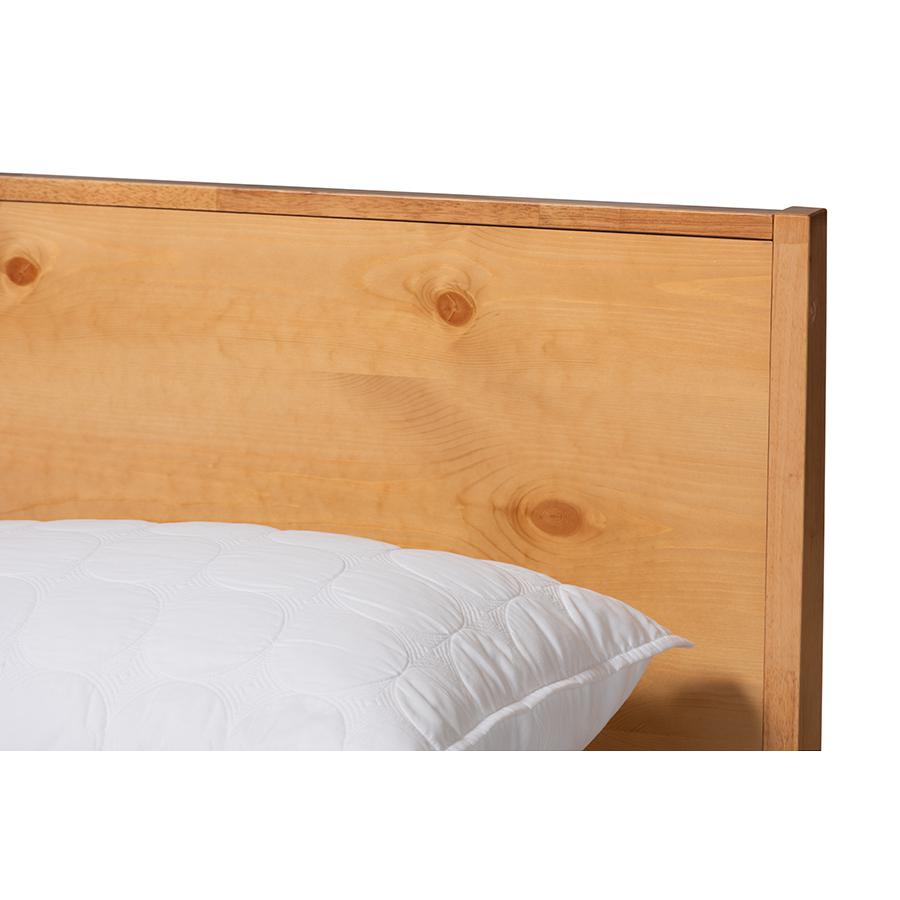 Marana Modern and Rustic Natural Oak and Pine Finished Wood King Size Platform Bed. Picture 5