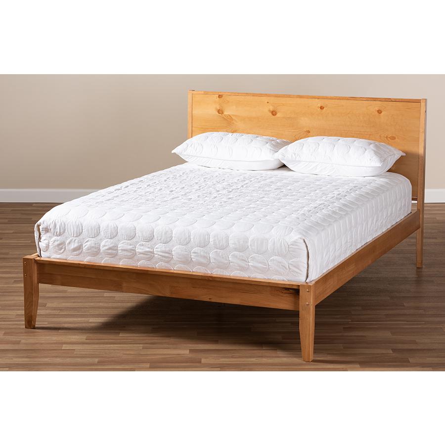 Marana Modern and Rustic Natural Oak and Pine Finished Wood King Size Platform Bed. Picture 8