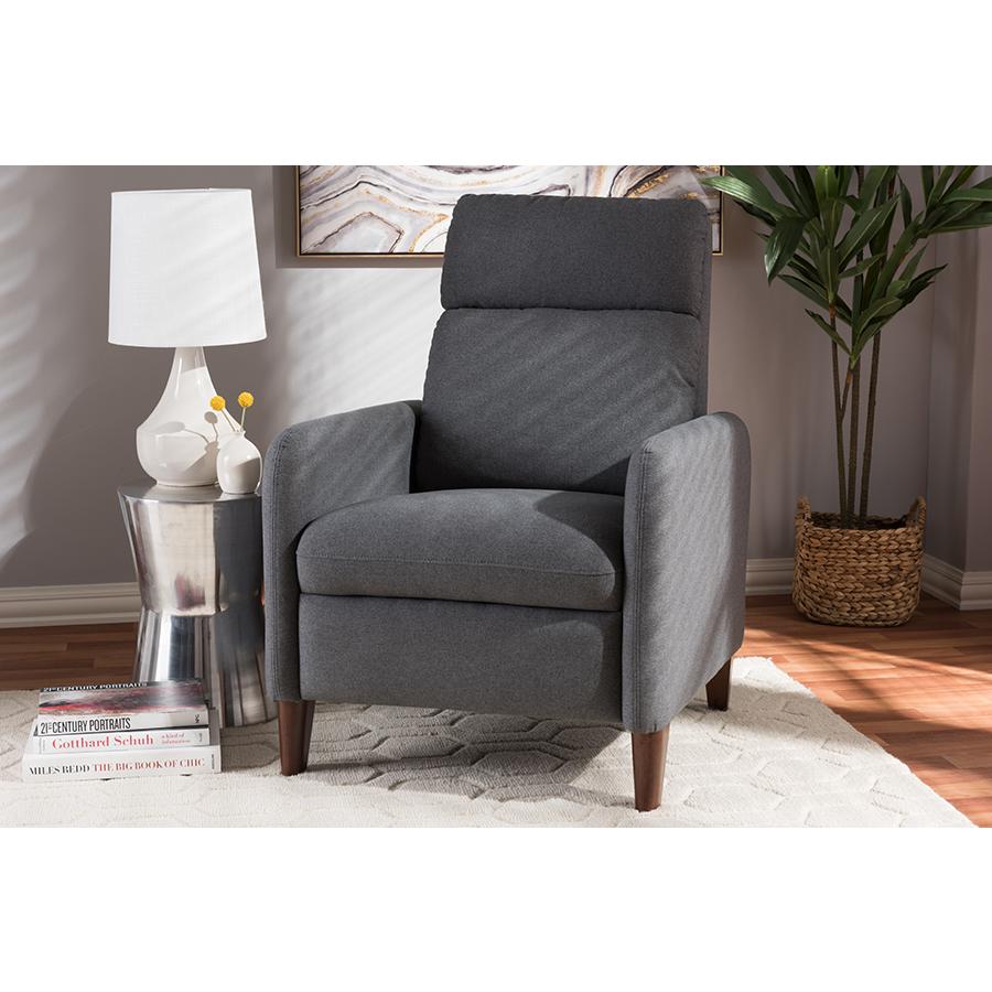 Baxton Studio Casanova Mid-century Modern Grey Fabric Upholstered Lounge Chair. Picture 23