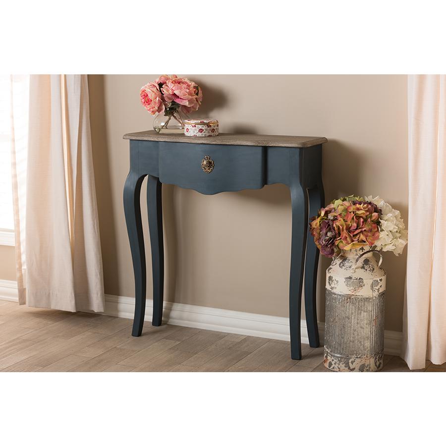 Baxton Studio Mazarine Classic and Provincial Blue Spruce Finished Console Table. Picture 23