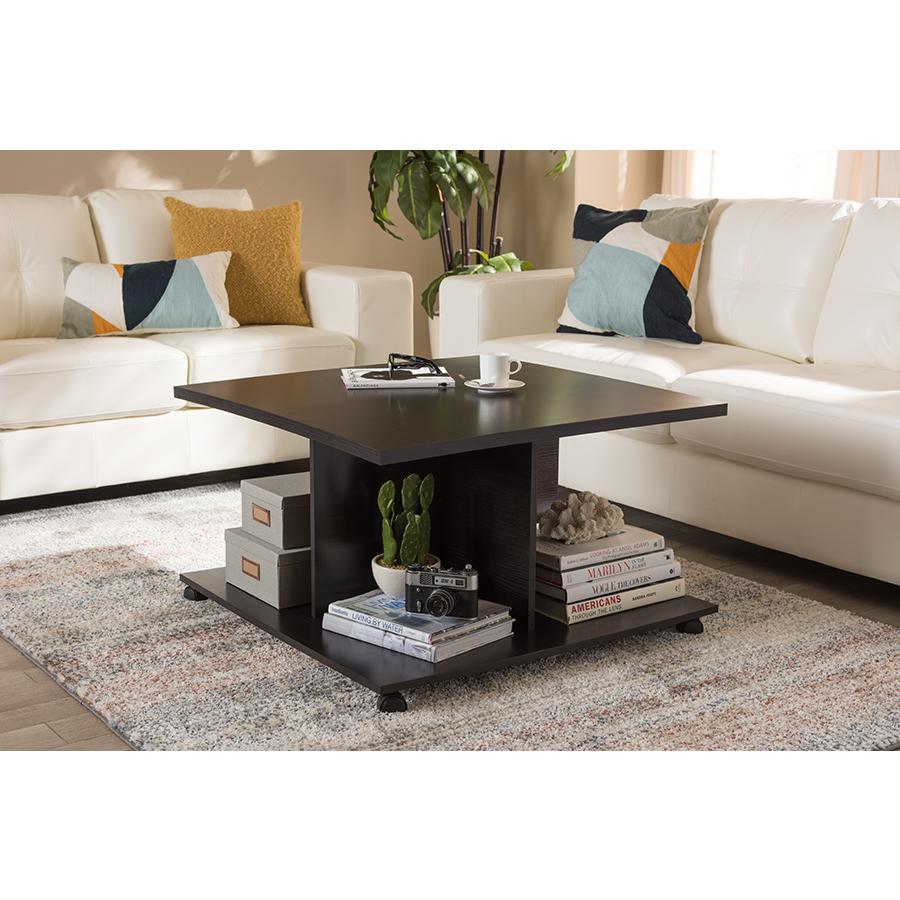 Baxton Studio Cladine Modern and Contemporary Wenge Brown Finished Coffee Table. Picture 13