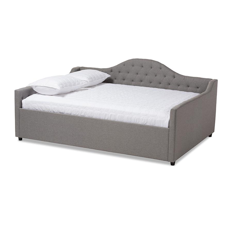 Eliza Modern and Contemporary Grey Fabric Upholstered Queen Size Daybed. Picture 1