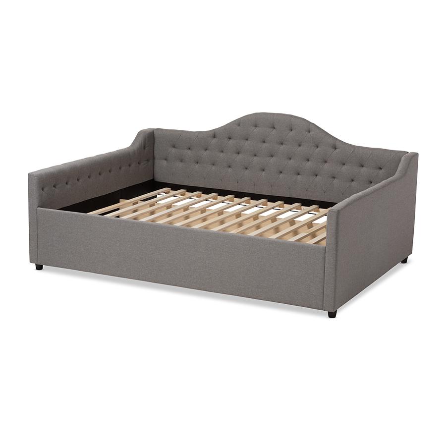 Eliza Modern and Contemporary Grey Fabric Upholstered Queen Size Daybed. Picture 3
