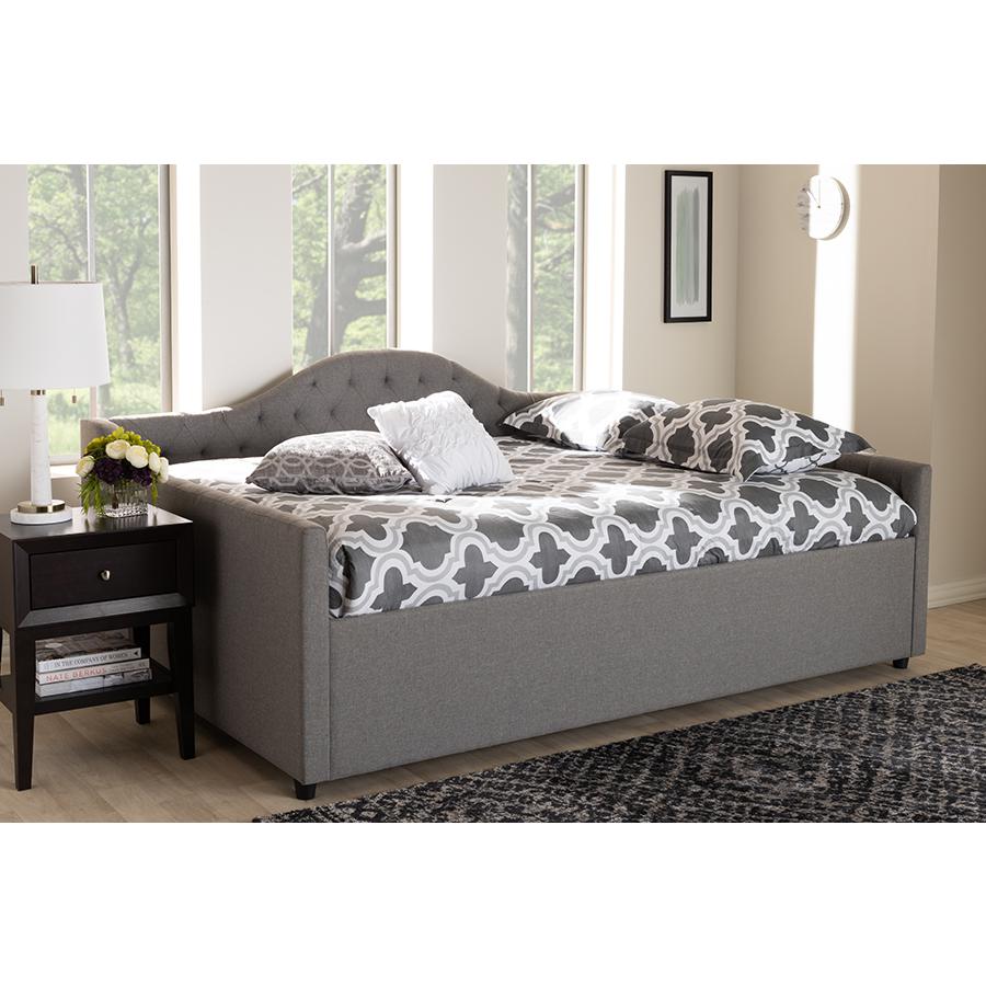 Eliza Modern and Contemporary Grey Fabric Upholstered Queen Size Daybed. Picture 2