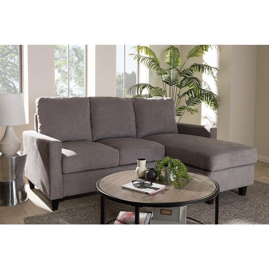Light Grey Fabric Upholstered Reversible Sectional Sofa. Picture 17