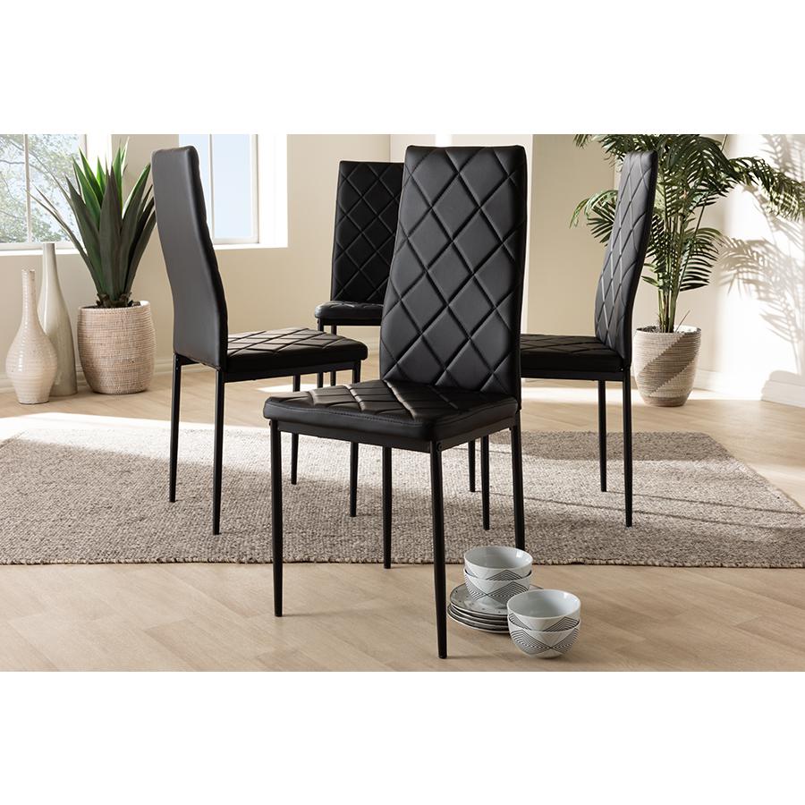 Black Faux Leather Upholstered Dining Chair (Set of 4). Picture 11