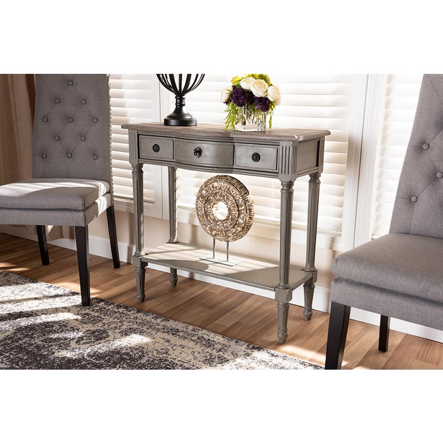 Baxton Studio Noelle French Provincial Gray Finished 1-Drawer Wood Console Table. Picture 21