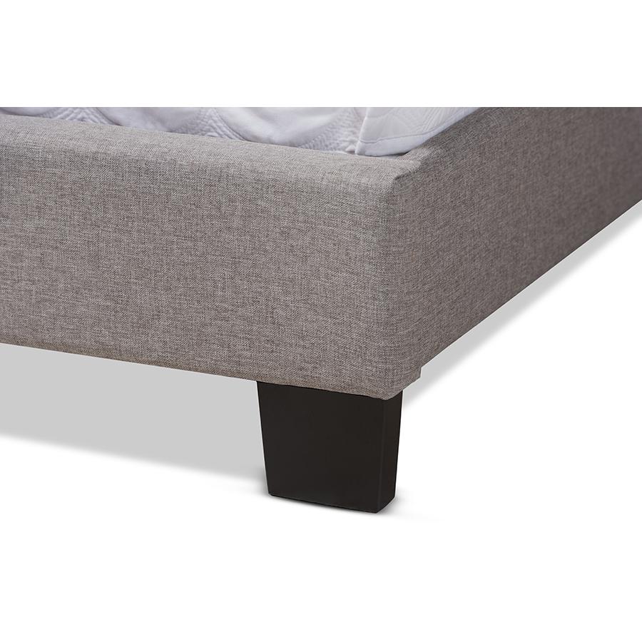 Lisette Modern and Contemporary Grey Fabric Upholstered King Size Bed. Picture 6