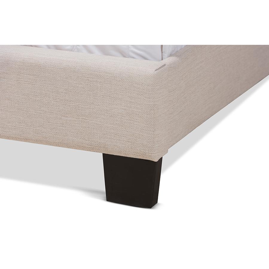 Lisette Modern and Contemporary Beige Fabric Upholstered King Size Bed. Picture 6