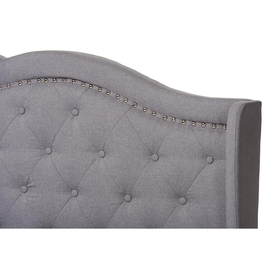 Aden Modern and Contemporary Grey Fabric Upholstered Queen Size Bed. Picture 4