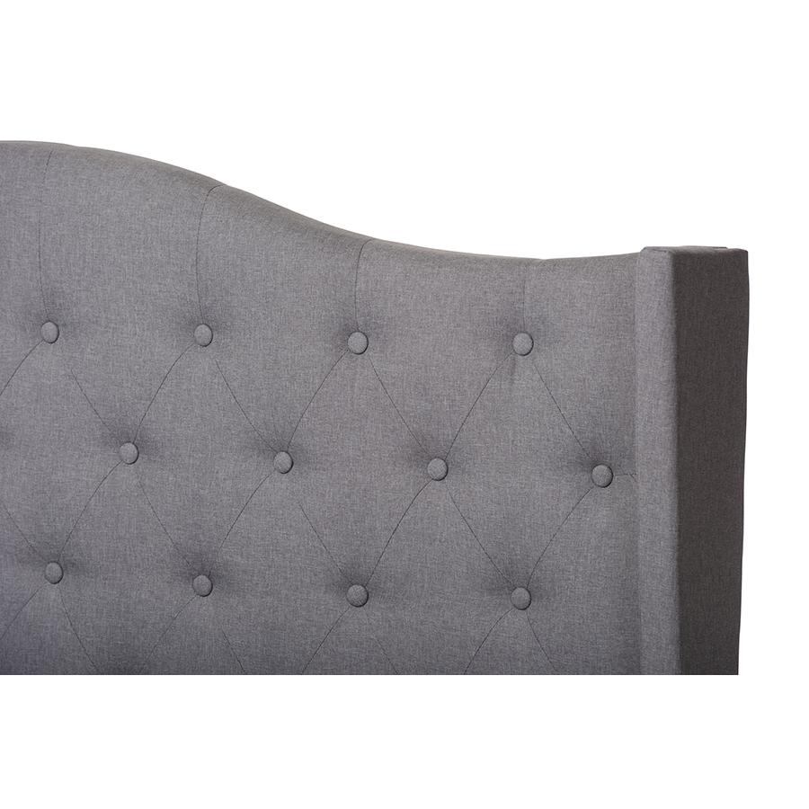 Alesha Modern and Contemporary Grey Fabric Upholstered Queen Size Bed. Picture 4