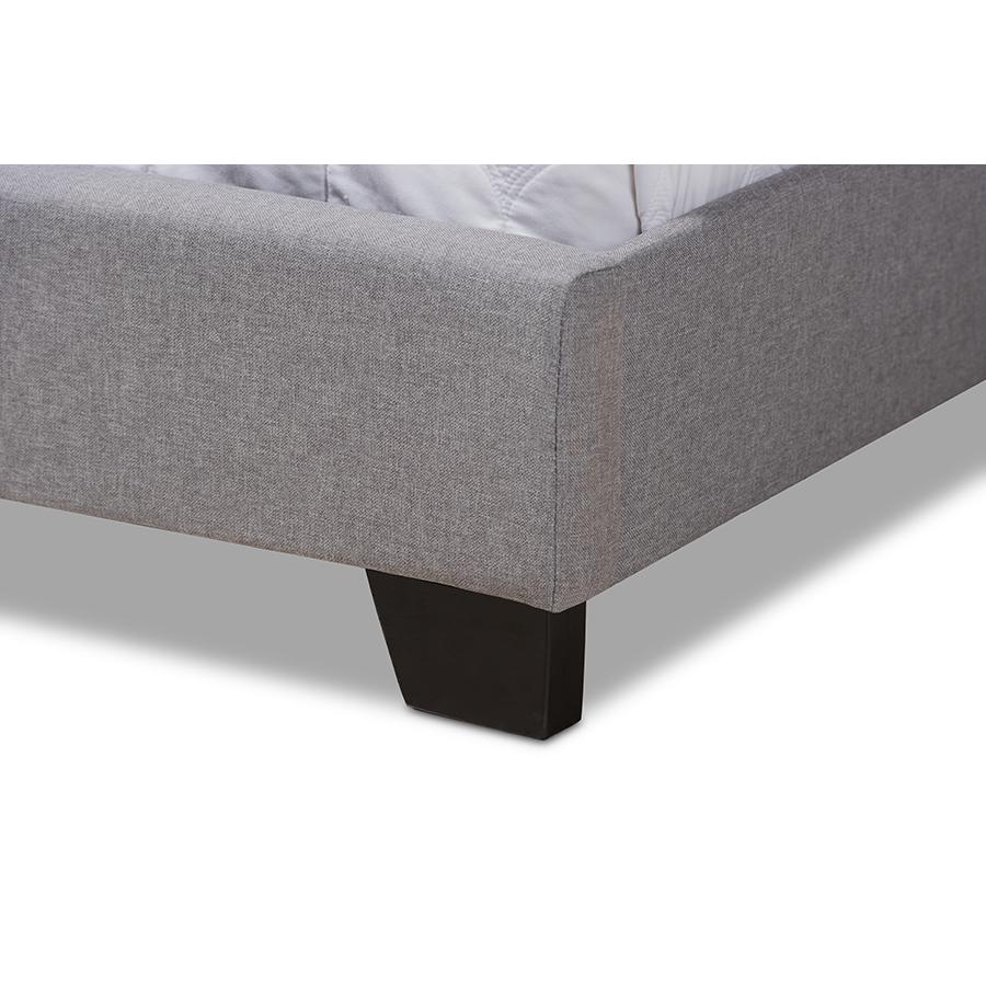 Alesha Modern and Contemporary Grey Fabric Upholstered King Size Bed. Picture 5