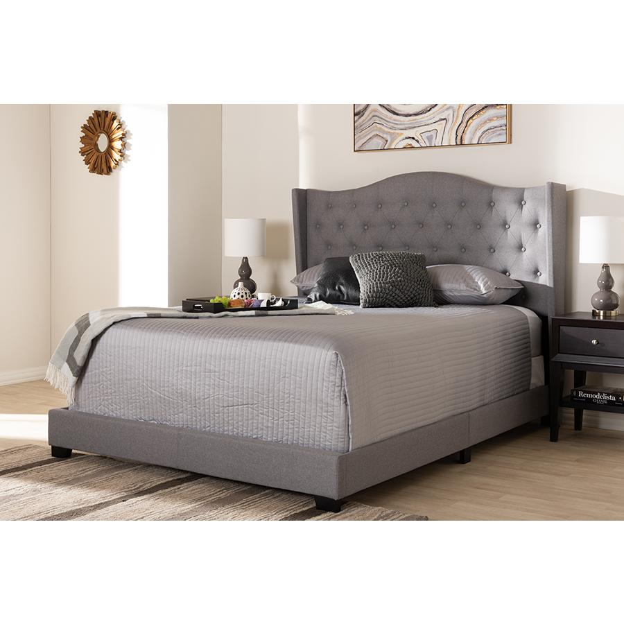 Alesha Modern and Contemporary Grey Fabric Upholstered Full Size Bed. Picture 21