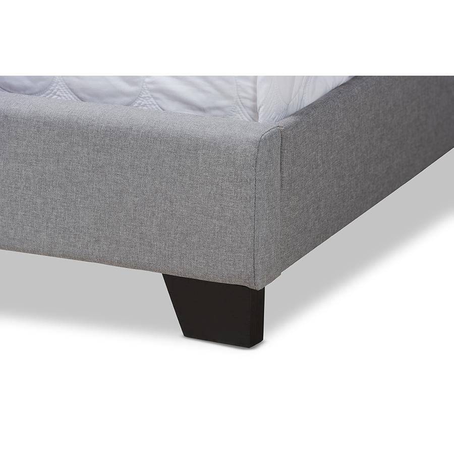 Brady Modern and Contemporary Light Grey Fabric Upholstered King Size Bed. Picture 5
