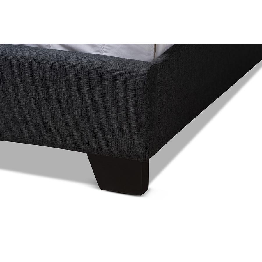 Brady Modern and Contemporary Charcoal Grey Fabric Upholstered King Size Bed. Picture 5