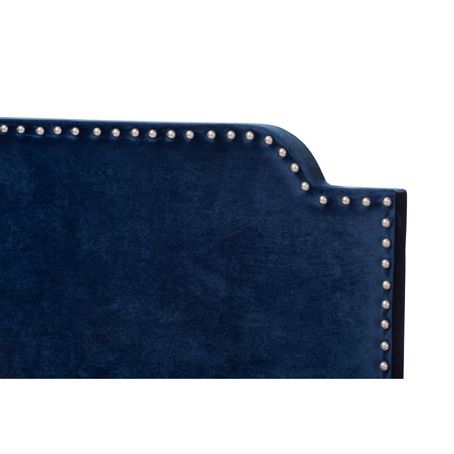 Baxton Studio Darcy Luxe and Glamour Navy Velvet Upholstered Queen Size Bed. Picture 4