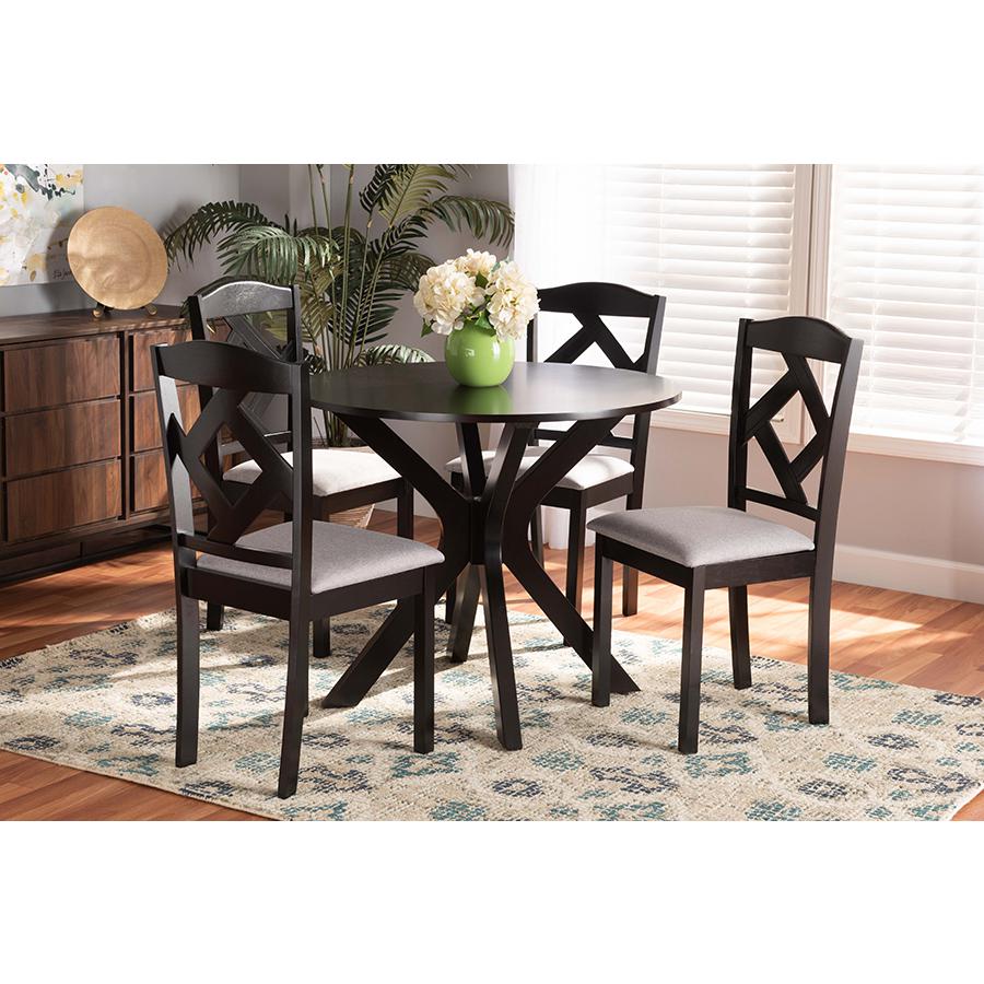 Dark Brown Finished Wood 5-Piece Dining Set. Picture 21