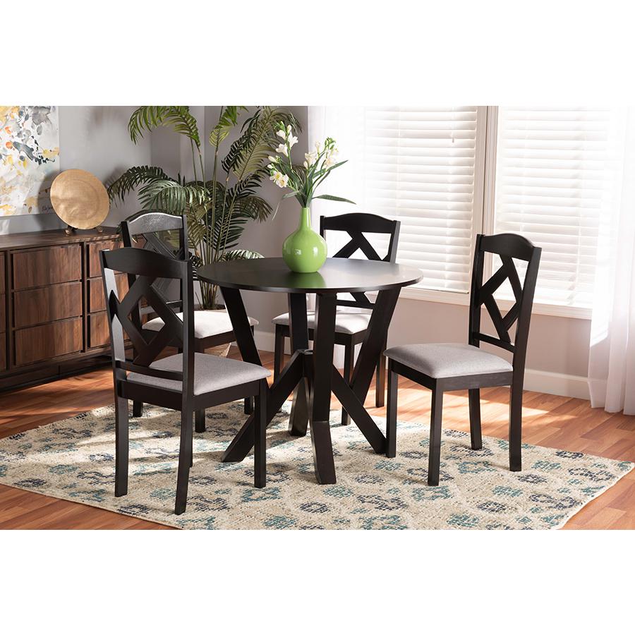 Dark Brown Finished Wood 5-Piece Dining Set. Picture 21