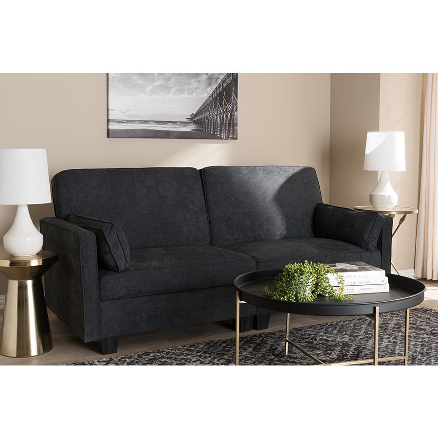 Felicity Modern and Contemporary Dark Gray Fabric Upholstered Sleeper Sofa. Picture 29