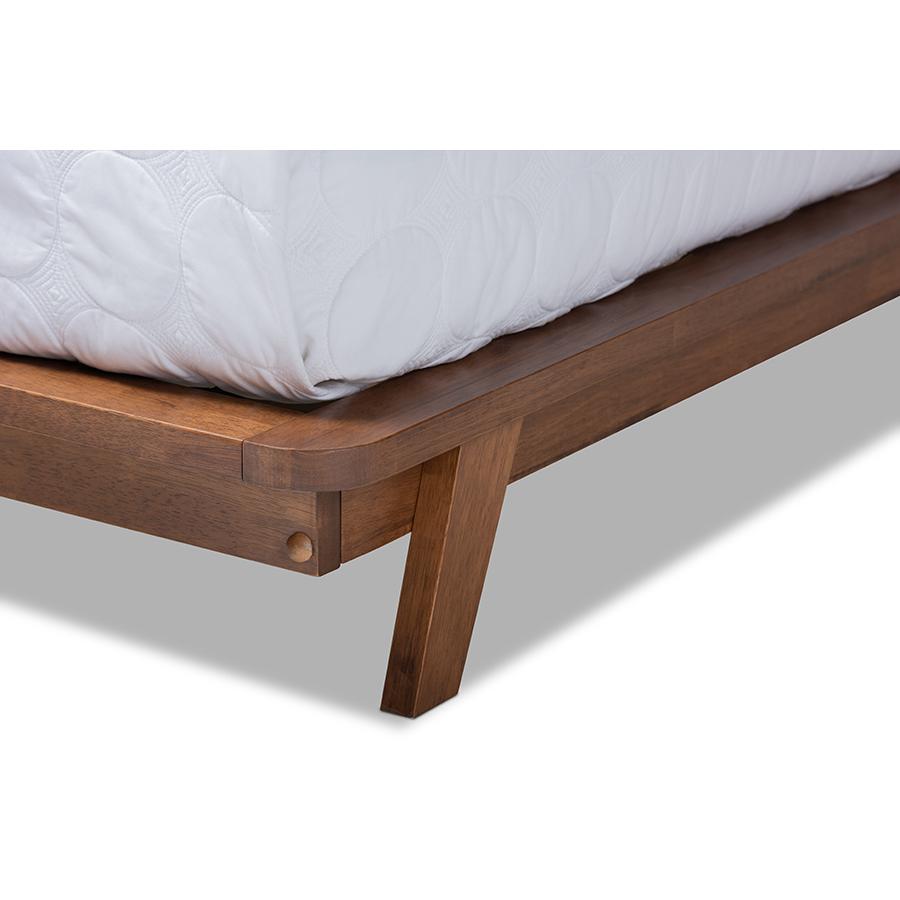 Baxton Studio Sante Mid-Century Modern Light Beige Fabric Upholstered Wood King Size Platform Bed. Picture 6