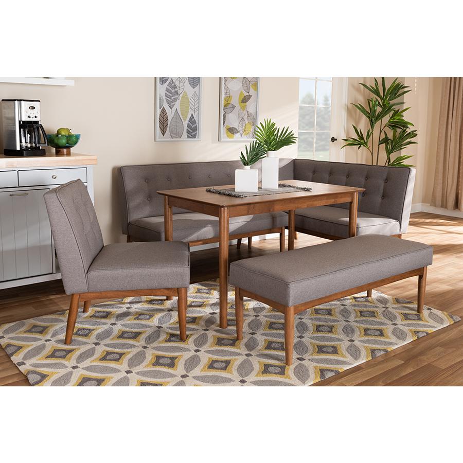 Arvid Mid-Century Modern Gray Fabric Upholstered 5-Piece Wood Dining Nook Set. Picture 13