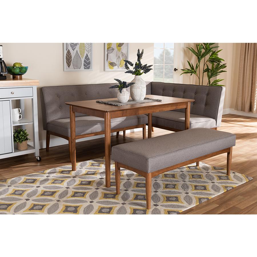 Arvid Mid-Century Modern Gray Fabric Upholstered 4-Piece Wood Dining Nook Set. Picture 13
