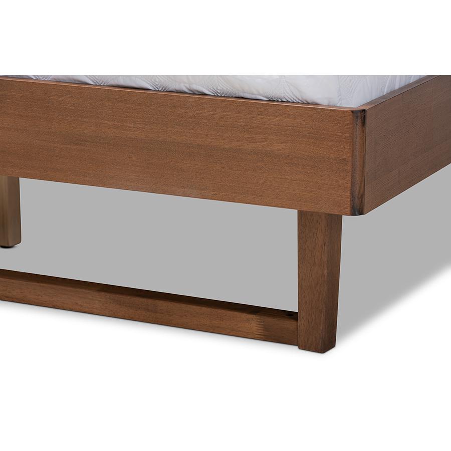 Ash Walnut Finished Wood Queen Size Platform Bed. Picture 5