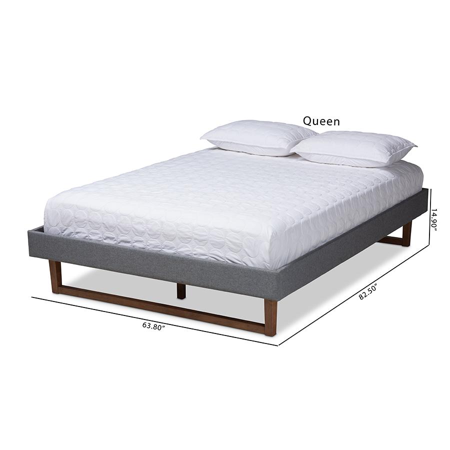 Walnut Brown Finished Wood Queen Size Platform Bed Frame. Picture 8