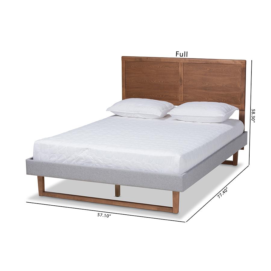 Ash Walnut Brown Finished Wood King Size Platform Bed