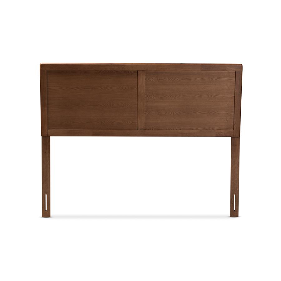 Raya Mid-Century Modern Walnut Brown Finished Wood Queen Size Headboard. Picture 2