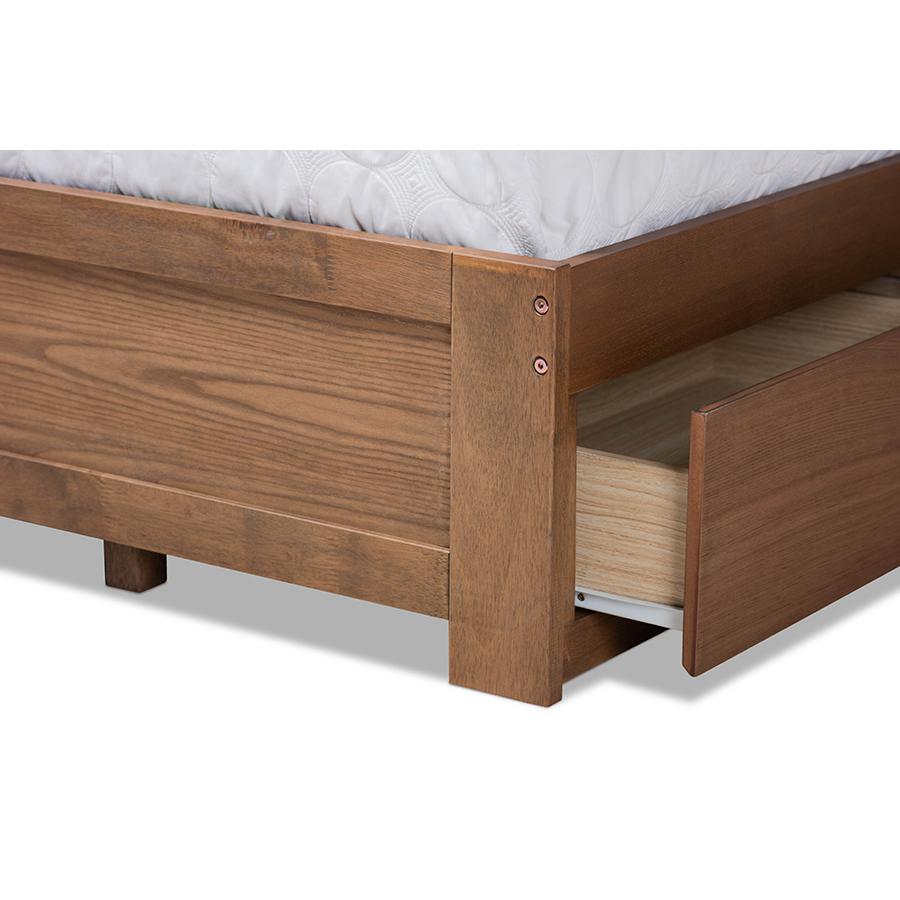 Walnut Brown Finished Wood Queen Size 3-Drawer Platform Storage Bed. Picture 7
