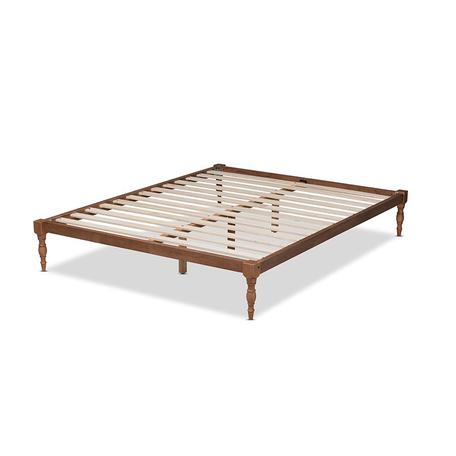 Walnut Brown Finished Wood Queen Size Platform Bed Frame. Picture 3