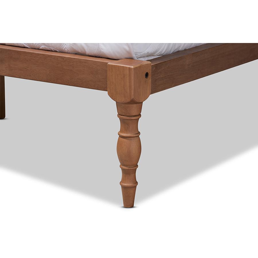 Walnut Brown Finished Wood Queen Size Platform Bed Frame. Picture 4