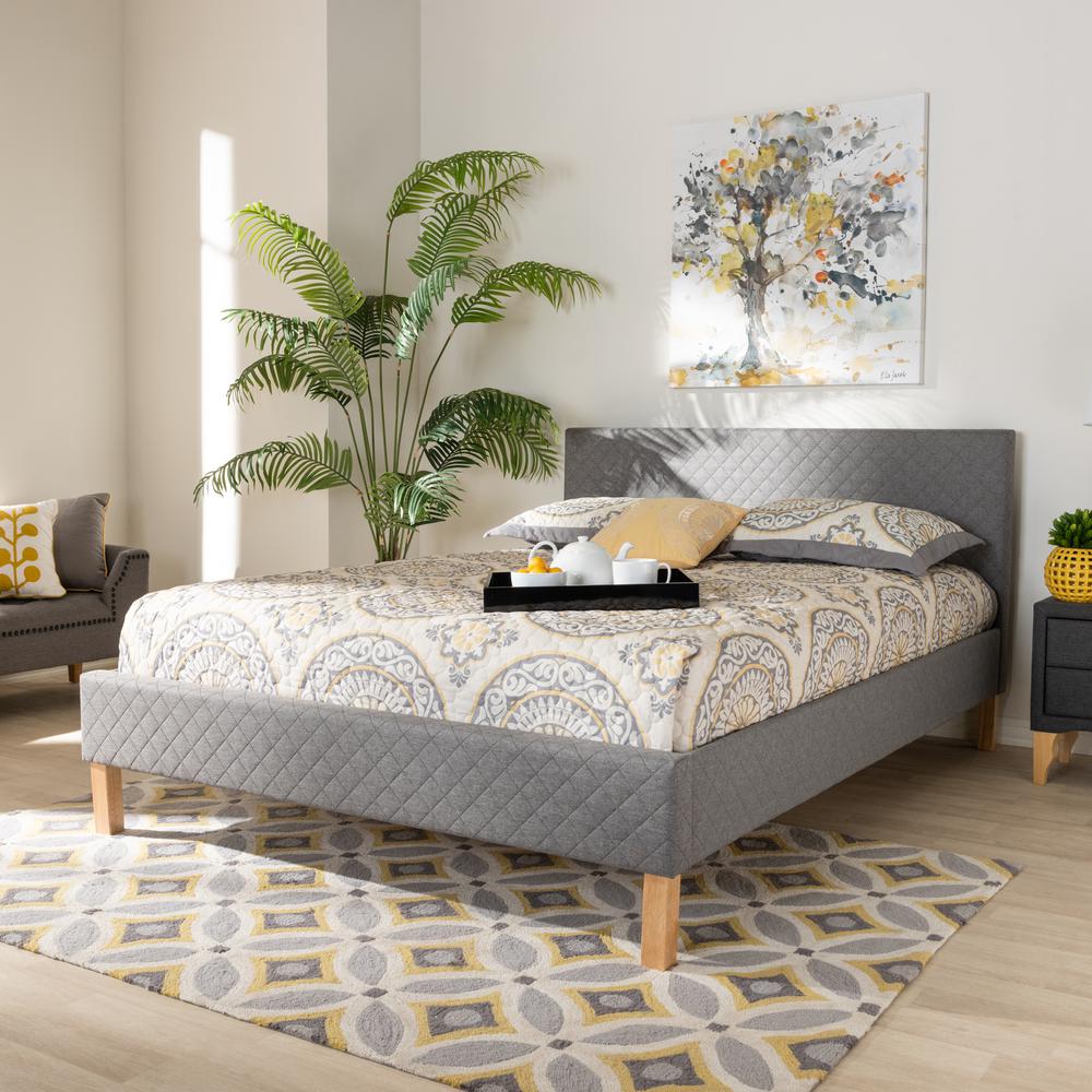 Aneta Modern and Contemporary Grey Fabric Upholstered King Size Platform Bed. Picture 15