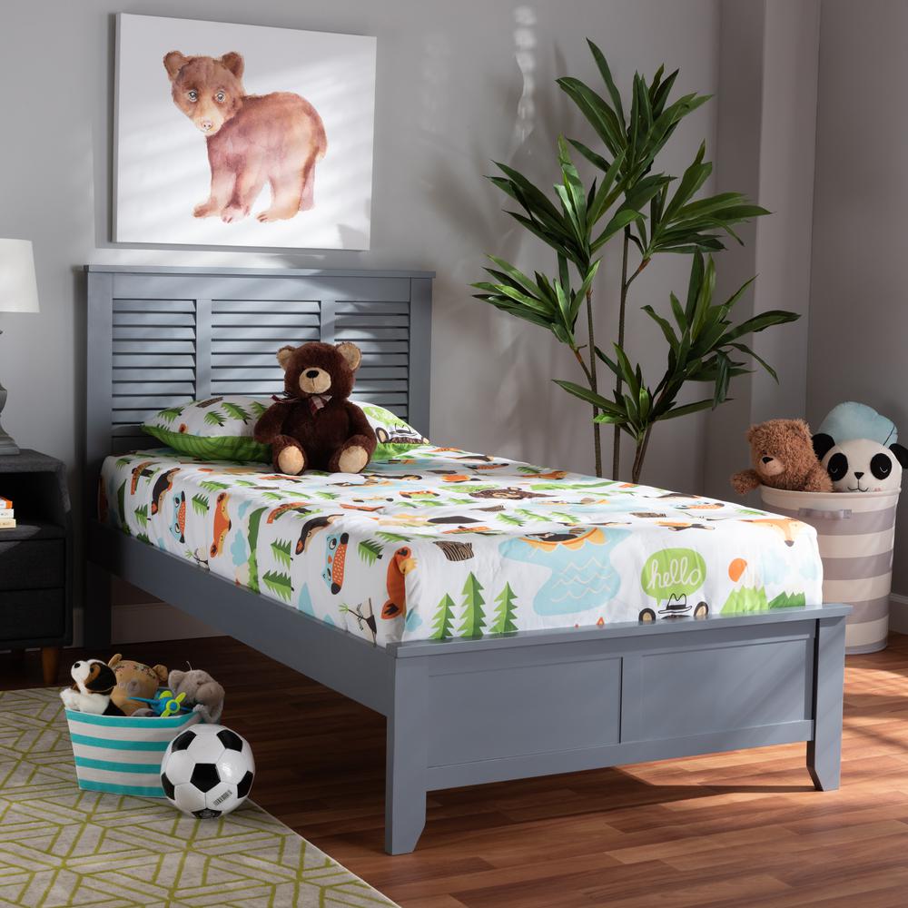 Baxton Studio Adela Modern and Contemporary Grey Finished Wood Twin Size Platform Bed. Picture 11