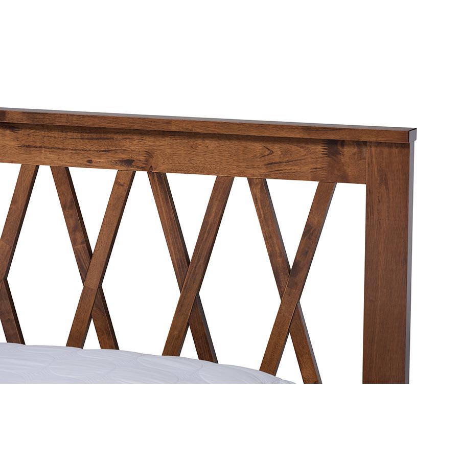 Baxton Studio Malene Mid-Century Modern Walnut Finished Wood Queen Size Platform Bed. Picture 5