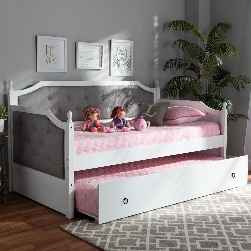 White Finished Wood Twin Size Daybed with Trundle. Picture 18