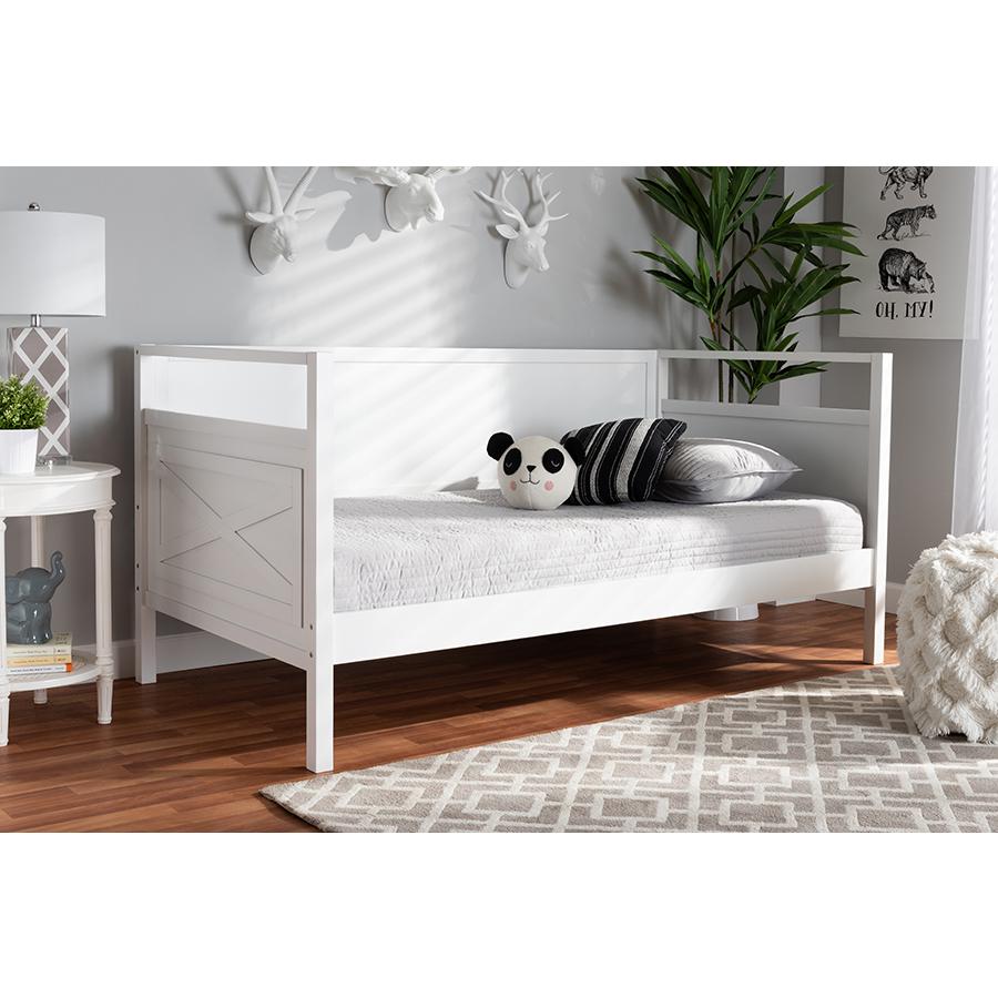 Baxton Studio Cintia Cottage Farmhouse White Finished Wood Twin Size Daybed. Picture 17