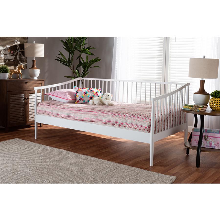 Renata Classic and Traditional White Finished Wood Twin Size Spindle Daybed. Picture 17